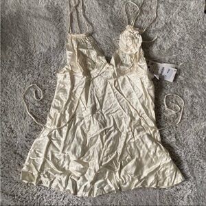 NWT Zara fairy flower silky slip Elegant Cream Satin dress